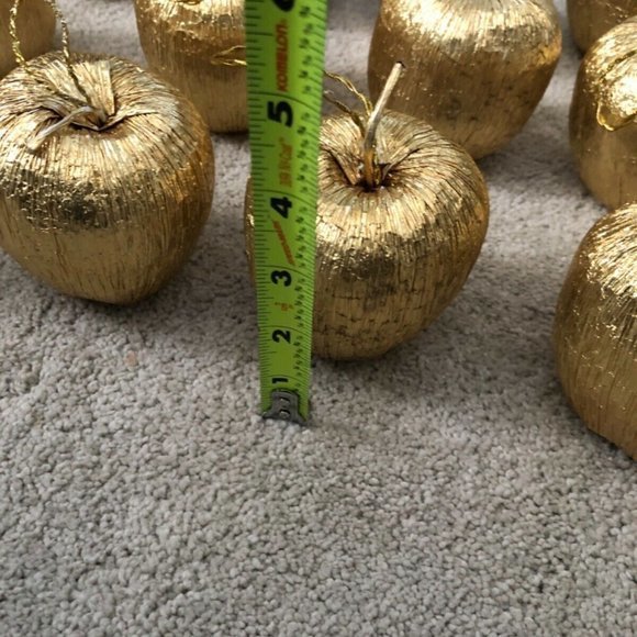 Vintage Decorative Christmas Ornament Apples Metallic Gold (15) - Picture 2 of 11